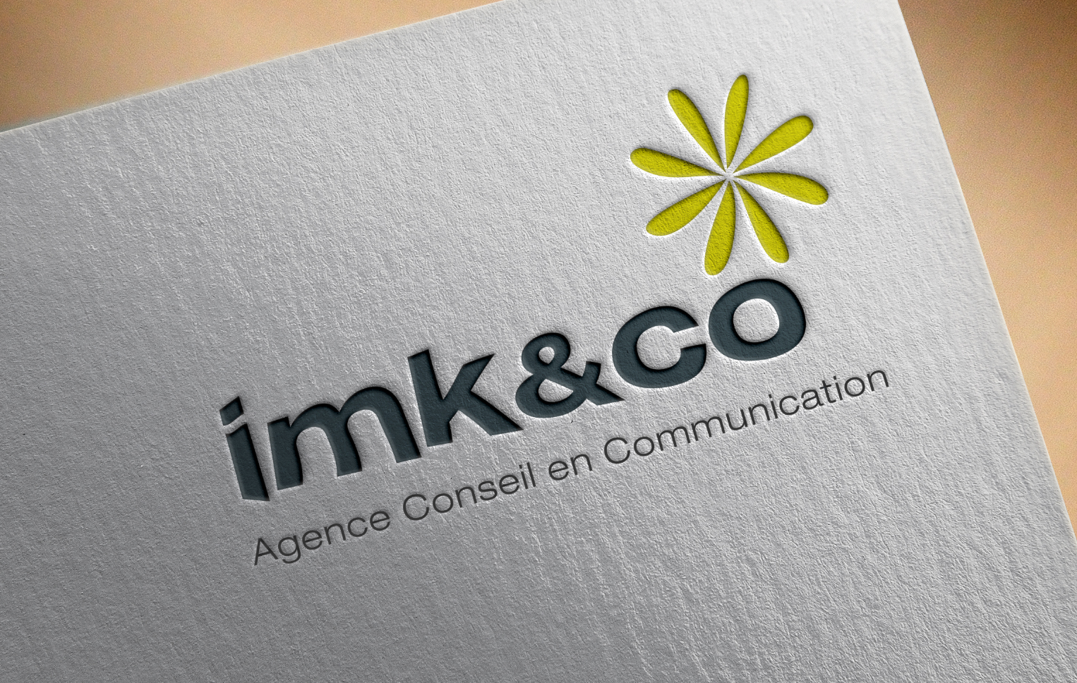 Logo imk&co agence communication Alsace Strasbourg effet bossing impression carte de visite